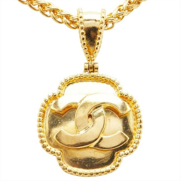 CHANEL CC Logos Vintage Pendant Chain Necklace 21" Gold Tone 96A Auth w/Box #530 - Picture 2 of 8